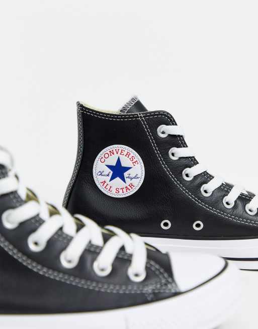 Converse cuir on sale noir montante