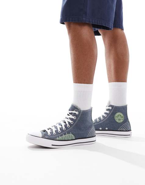 Converse Chuck Taylor All Star canvas stitch detail sneakers in blue - view 1