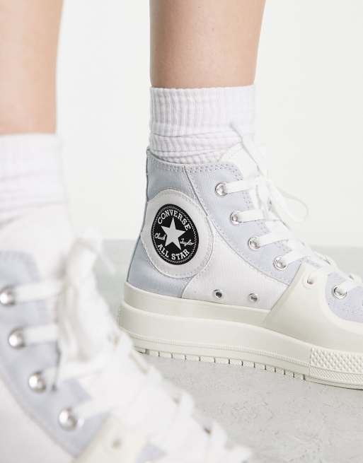 Converse Chuck Taylor All Star Construct hi trainers in soft blue and white