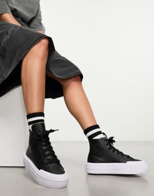 Converse Chuck Taylor All Star Cruise Hi platform trainers in black leather - ASOS Price Checker