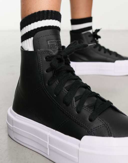 Converse full black on sale leather