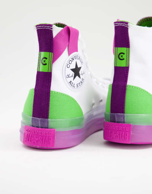 purple and green converse