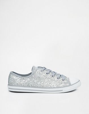 silver glitter converse shoes