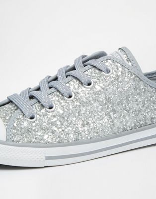 converse silver sparkle trainers