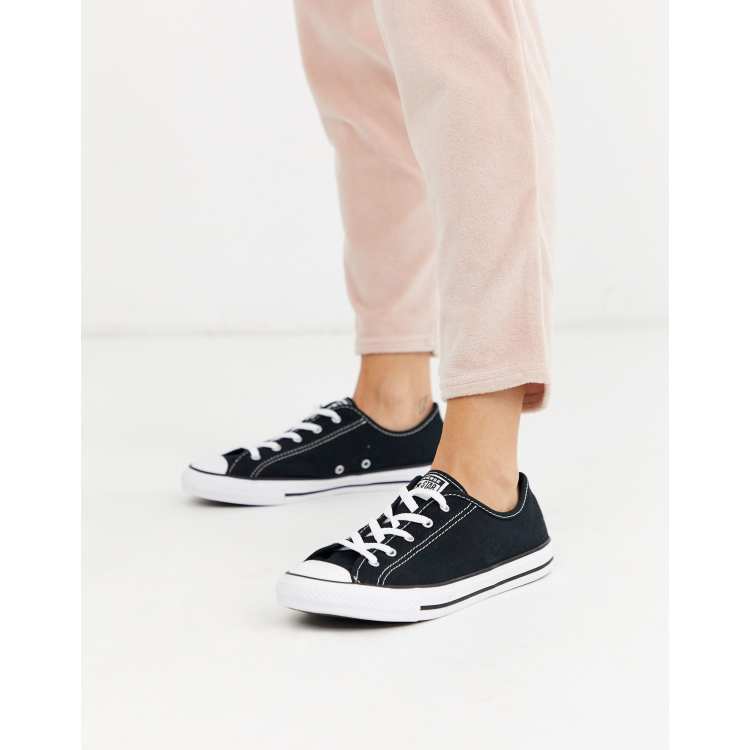 Converse Chuck Taylor Dainty Sneakers In Black With Gold Eyelets