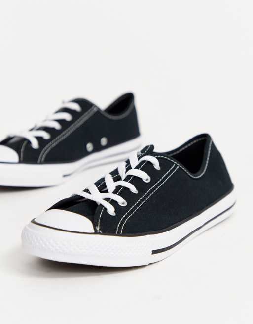 Converse Chuck Taylor Dainty Sneakers In Black With Gold Eyelets