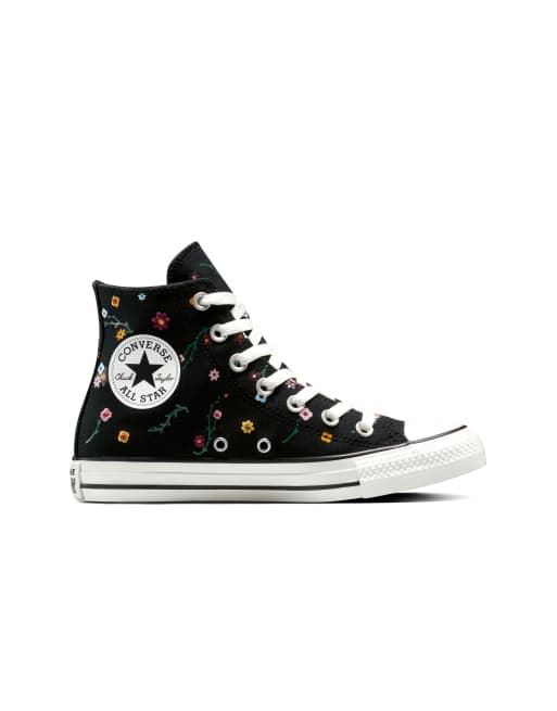 Converse Chuck taylor all star embroidered floral in black/frozen acai/branch out
