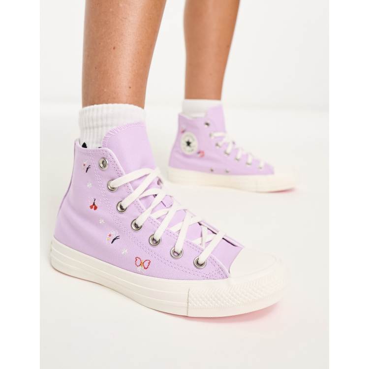 Converse Chuck Taylor All Star embroidered sneakers in lilac | ASOS