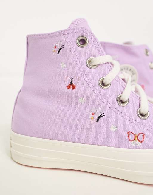 Converse Chuck Taylor All Star embroidered sneakers in lilac | ASOS