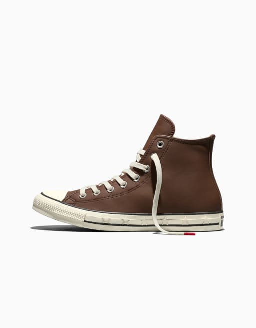 Converse Chuck Taylor All Star en cuir, marron/noir/écru, 3 de 4