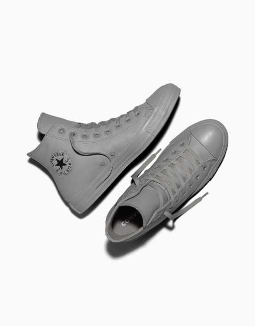 Converse Chuck Taylor All Star en cuir ton sur ton, gris classique/Total Eclipse, 4 de 4