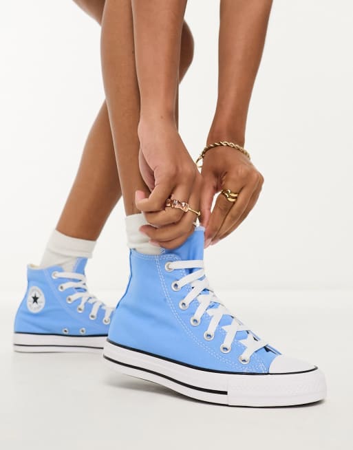 White converse cheap with blue star