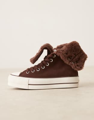 Converse Chuck Taylor All Star fold over lift sneakers in brown | ASOS