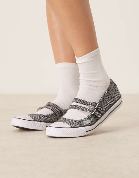 Converse – Chuck Taylor All Star – Grå, platta ballerinaskor i Mary Jane-stil - view 1