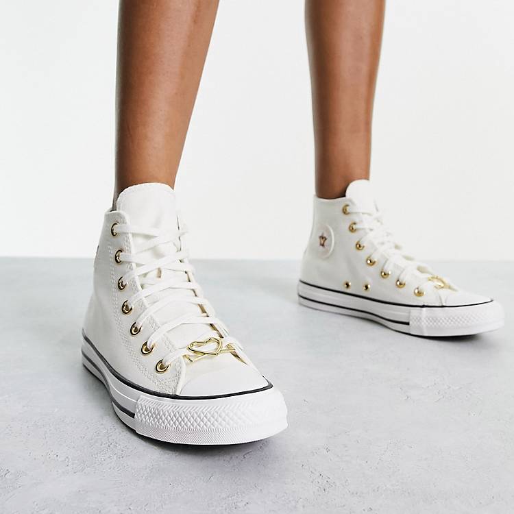 Converse Chuck Taylor All Star heart trainers with embroidery in white |  ASOS