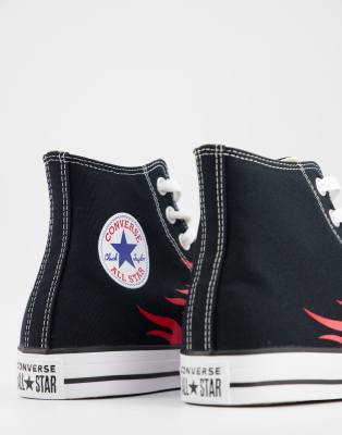converse flame high black