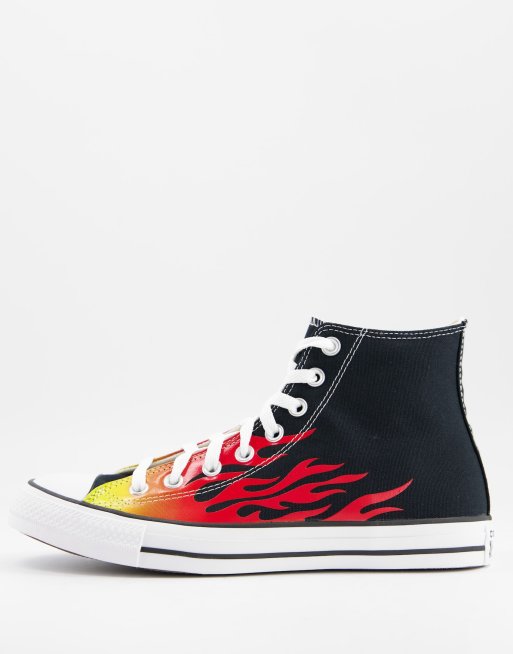 Black converse outlet with flames