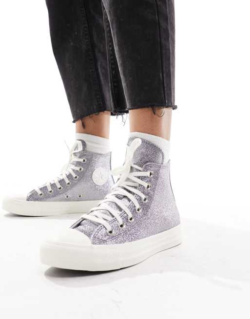 Converse Chuck Taylor All Star Hi Baskets montantes paillettes Argent