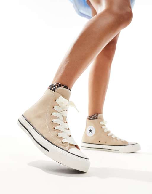 Converse Chuck Taylor All Star Hi Baskets montantes en daim Beige ASOS