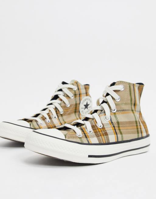 Converse Chuck Taylor All Star hi beige check sneakers | ASOS