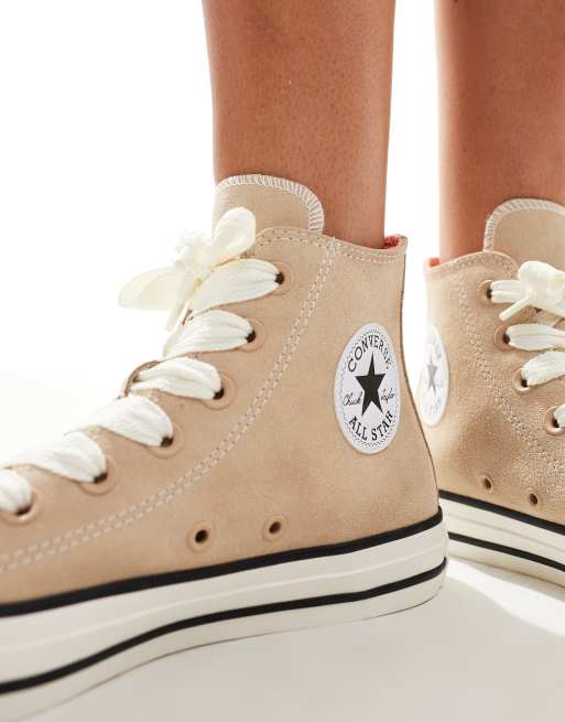Converse – Chuck Taylor All Star Hi – Beige sneakers i mocka med höga skaft, 3 av 5