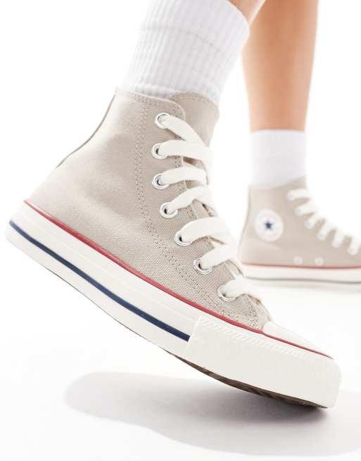 Converse – Chuck Taylor All Star Hi – Beige sneakers med grova skosnören, 3 av 5