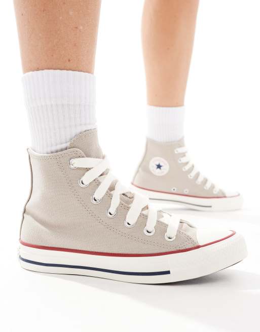 Converse – Chuck Taylor All Star Hi – Beige sneakers med grova skosnören, 5 av 5