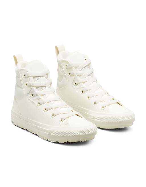 Converse Chuck Taylor All Star Hi Berkshire Boot faux-leather sneaker boots in white mono Converse Chuck Taylor All Star Hi Berkshire Boot faux-leather sneaker boots in white mono