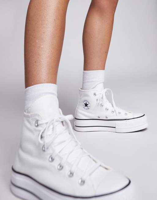 Converse Chuck Taylor All Star Hi – Białe płócienne sneakersy za kostkę na platformie, 4 z 5