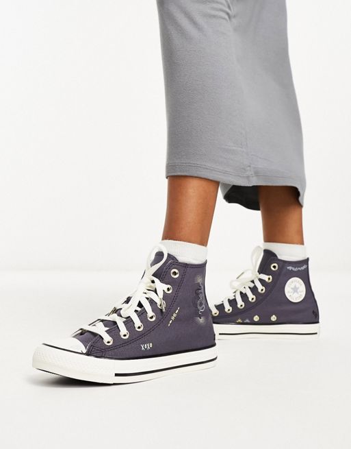 Converse Chuck Taylor - All Star Hi - Blå sneakers med broderi 