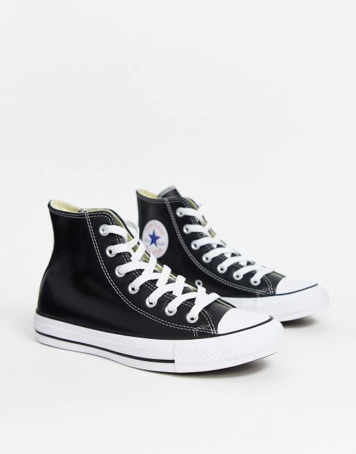 Converse Chuck Taylor All Star Hi black leather sneakers | ASOS