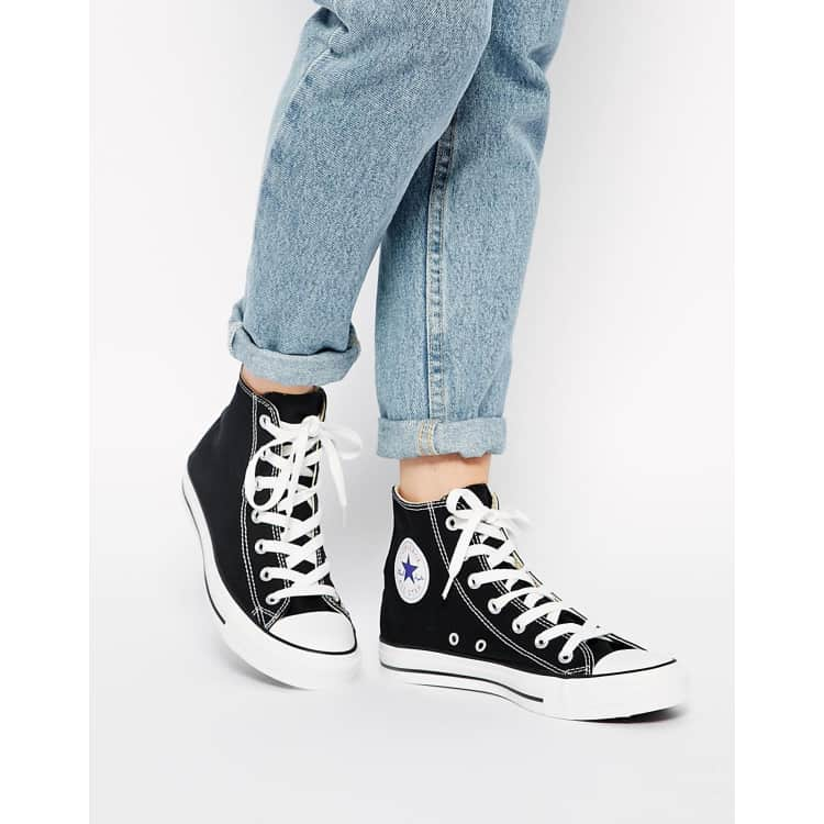 Converse all star high 2025 tops black on feet