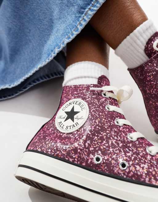 Converse – Chuck Taylor All Star Hi – Brokatowe fioletowe buty sportowe, 2 z 5