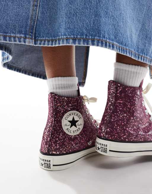Converse – Chuck Taylor All Star Hi – Brokatowe fioletowe buty sportowe, 5 z 5