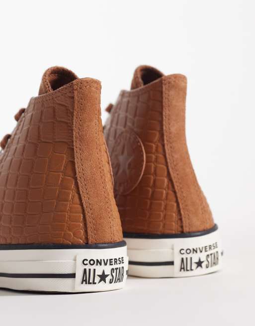 Converse Chuck Taylor - All Star Hi - Brune sneakers i læder med præget krokodillemønster, 2 af 5