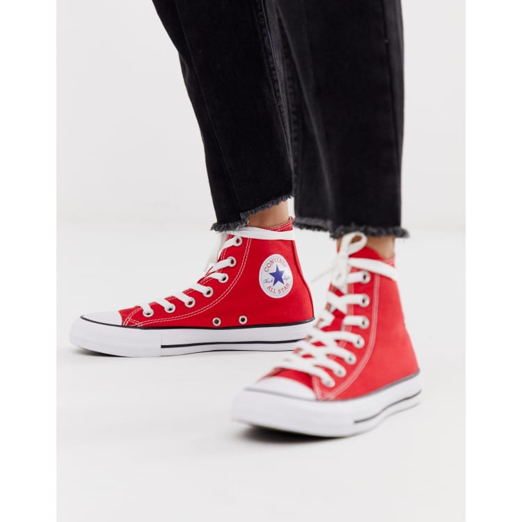 Full red cheap converse shoes