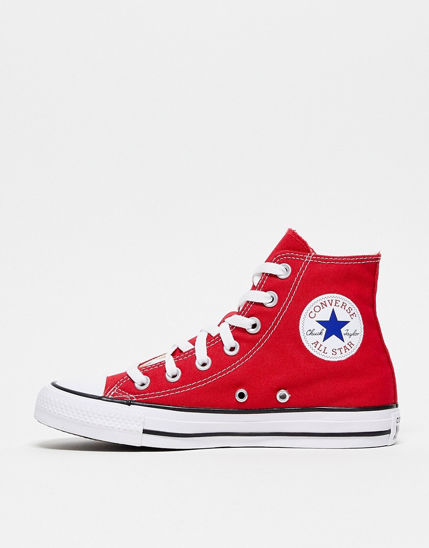CONVERSE CHUCK TAYLOR ALL STAR HI CANVAS SNEAKERS IN RED