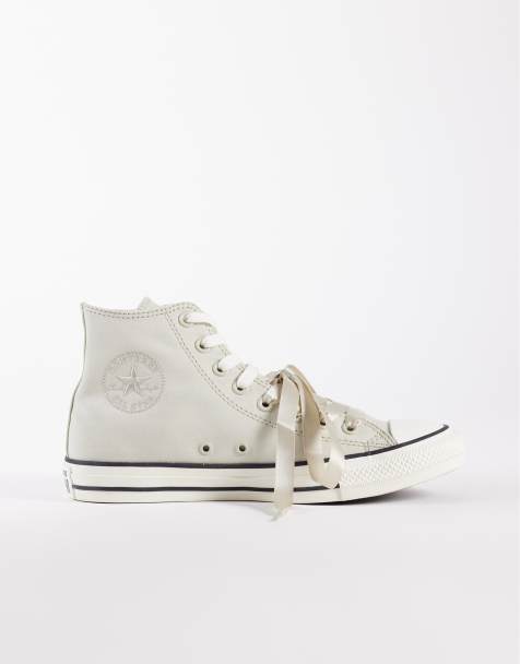 Converse Chuck Taylor All Star Hi Canvas sneakers in stone with ribbon lace detail - view 1