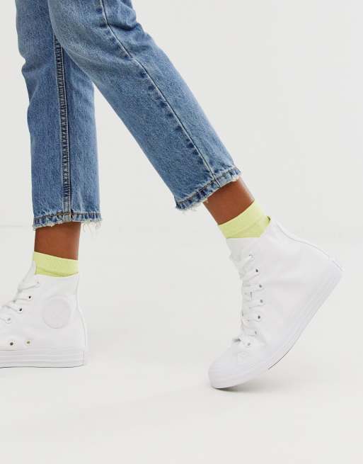 White canvas shop converse high tops