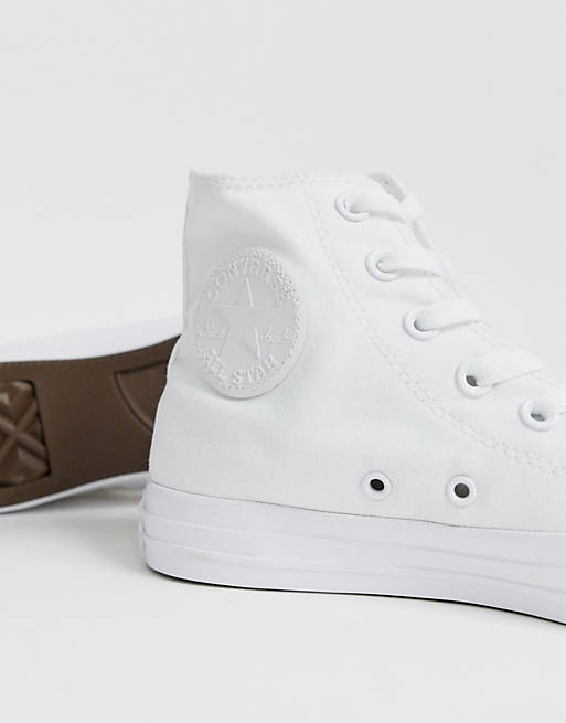Converse Chuck Taylor All Star Hi canvas sneakers in white mono | ASOS