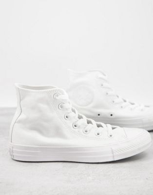 Converse Chuck Taylor All Star Hi canvas sneakers in white mono | ASOS