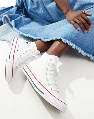 CONVERSE CHUCK TAYLOR ALL STAR HI CANVAS SNEAKERS IN WHITE,M7650