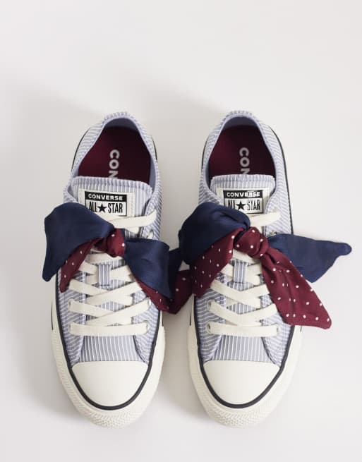 Converse Chuck Taylor - All Star Hi Club House - Blå og hvide sneakers med striber, 3 af 5