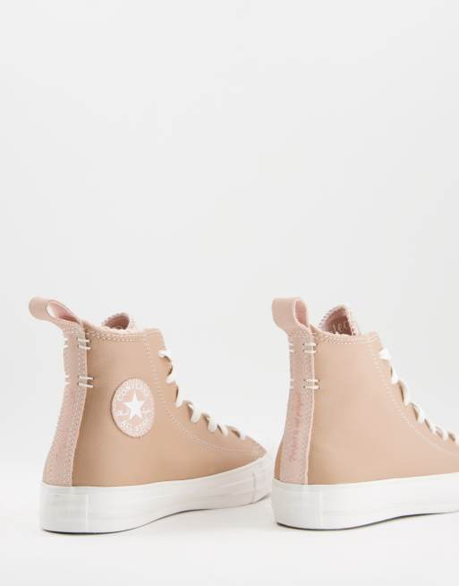 Tan leather cheap chuck taylors