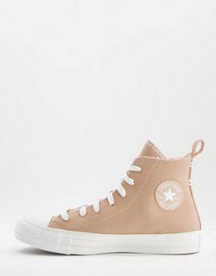 Converse Chuck Taylor All Star Hi Cosy Club trainers in tan leather with borg lining