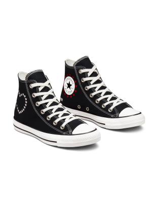 CONVERSE CHUCK TAYLOR ALL STAR HI CRAFTED WITH LOVE EMBROIDERED CANVAS SNEAKERS IN BLACK