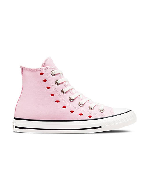 Converse Chuck Taylor All Star Hi Crafted With Love embroidered canvas  sneakers in cherry blossom | ASOS