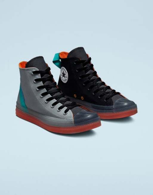 Converse Chuck Taylor All Star Hi CX Baskets montantes confortables en toile stretch Noir et orange