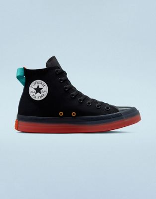 Converse Chuck Taylor All Star Hi CX comfort stretch canvas trainers in  black and orange | ASOS