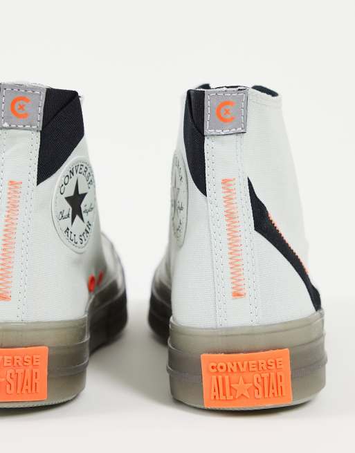 Orange and shop grey converse